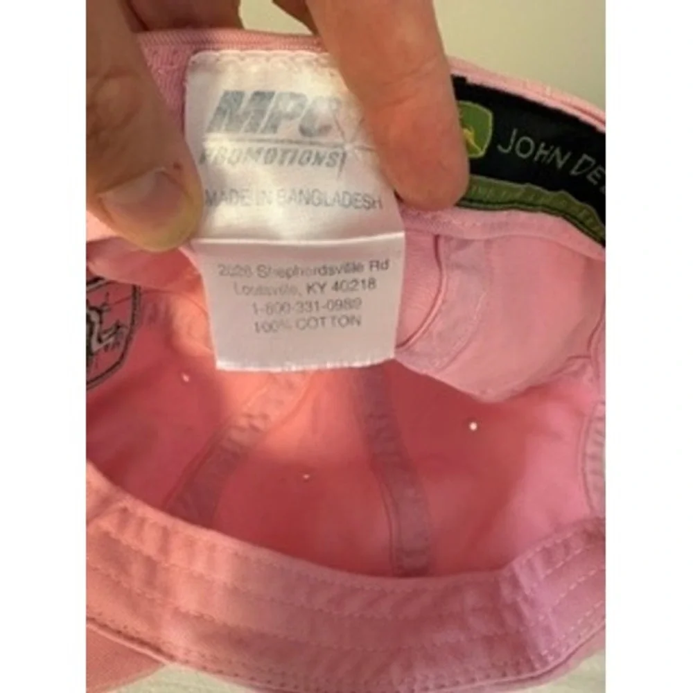 John Deere Pink Cotton Adjustable Baseball Cap Hat Kids Girls Embroidered Logo